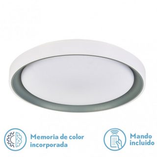 Plafon Luanda 72w 3000-4000-6000k Gris Red.7x49,5d 7200lm Reg.intens. C.remoto C/memoria